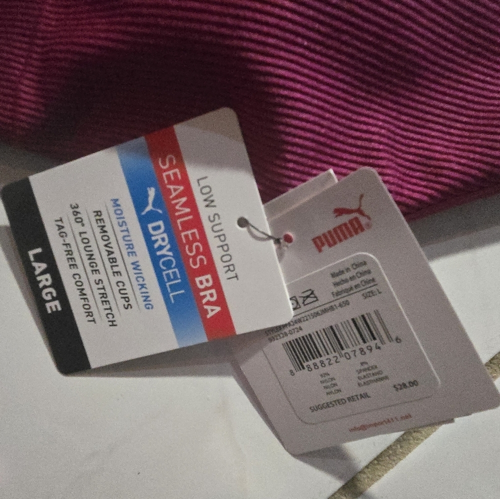 Puma Sports Bra NWT Strappy Racerback Seamless Gym Athletic Dry Cell Padded Run - Picture 5 of 8